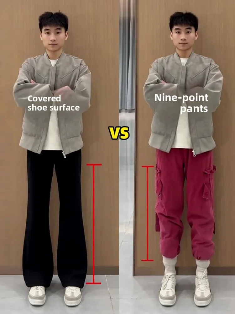 

Bla Knife Jeans Men's Autumn Winter High Waist Straight Leg American Sle Slimming Tapered Pants Youth Faion