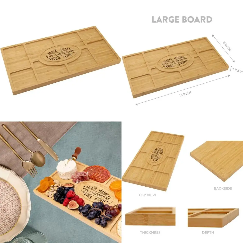 

Доска для закусок из бамбука с индивидуальной гравировкой — персонализированное сервировочное блюдо для свадеб, юбилеев и праздников