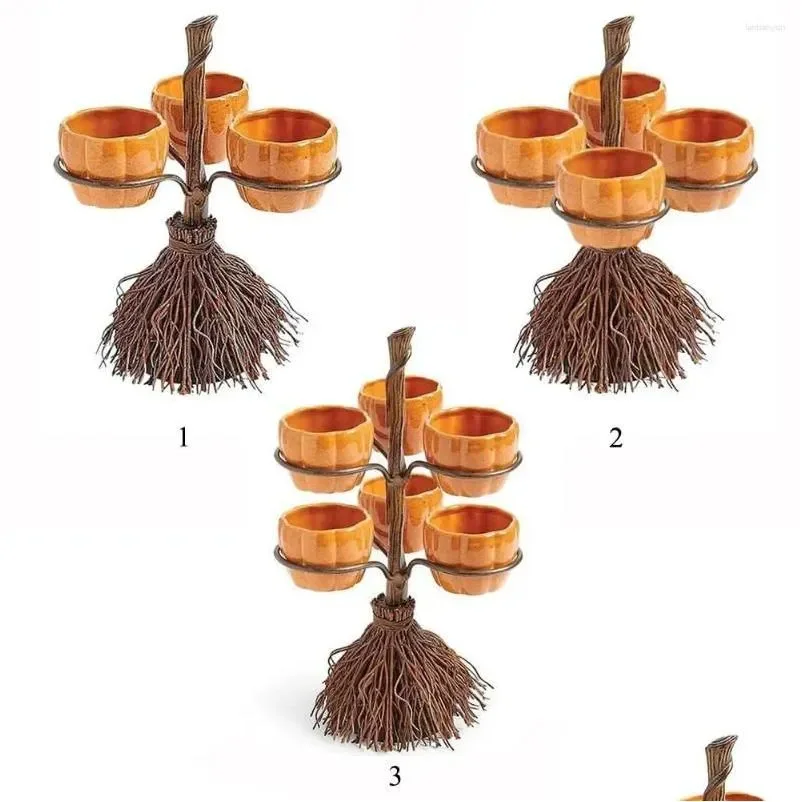 

Tea Trays Creative Commemorative Home Halloween Pumpkin Snack Bowl Rack Broom Bucket Tree Root Ornaments Drop Delivery Garden Ki