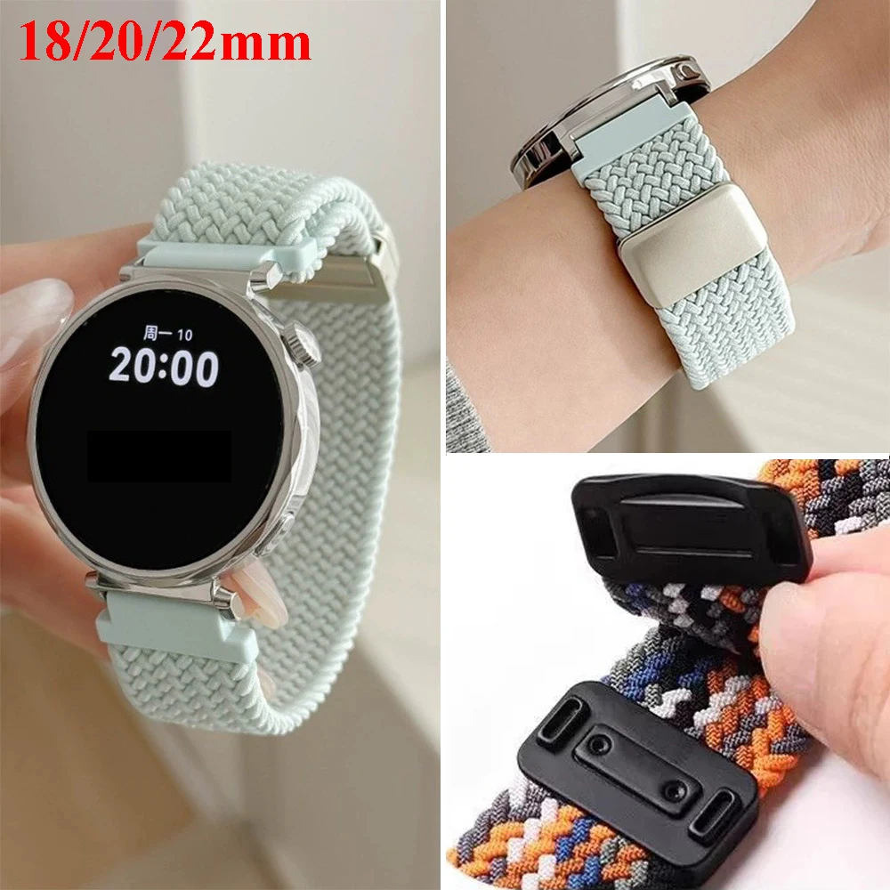 18mm 20mm 22mm Magnetisches Armband für Huawei Watch GT 6 Pro GT5 GT4 41mm 46mm Samsung Galaxy Watch 7/6/5/4/3 Geflochtenes Nylon-Armband