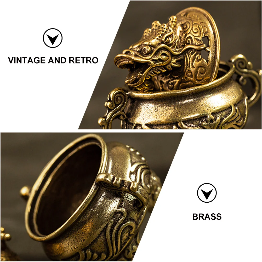 

1Pc Retro Brass Tripod Incense Burner Kirin Design Home Decoration Feng Shui Gift