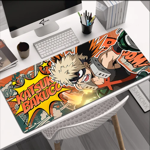Bakugou Katsuki-alfombrilla de ratón My Hero Academia con impresión HD para jugadores de ordenador, alfombrilla de ratón antideslizante con borde de bloqueo, teclado XXL, alfombrilla de escritorio para PC