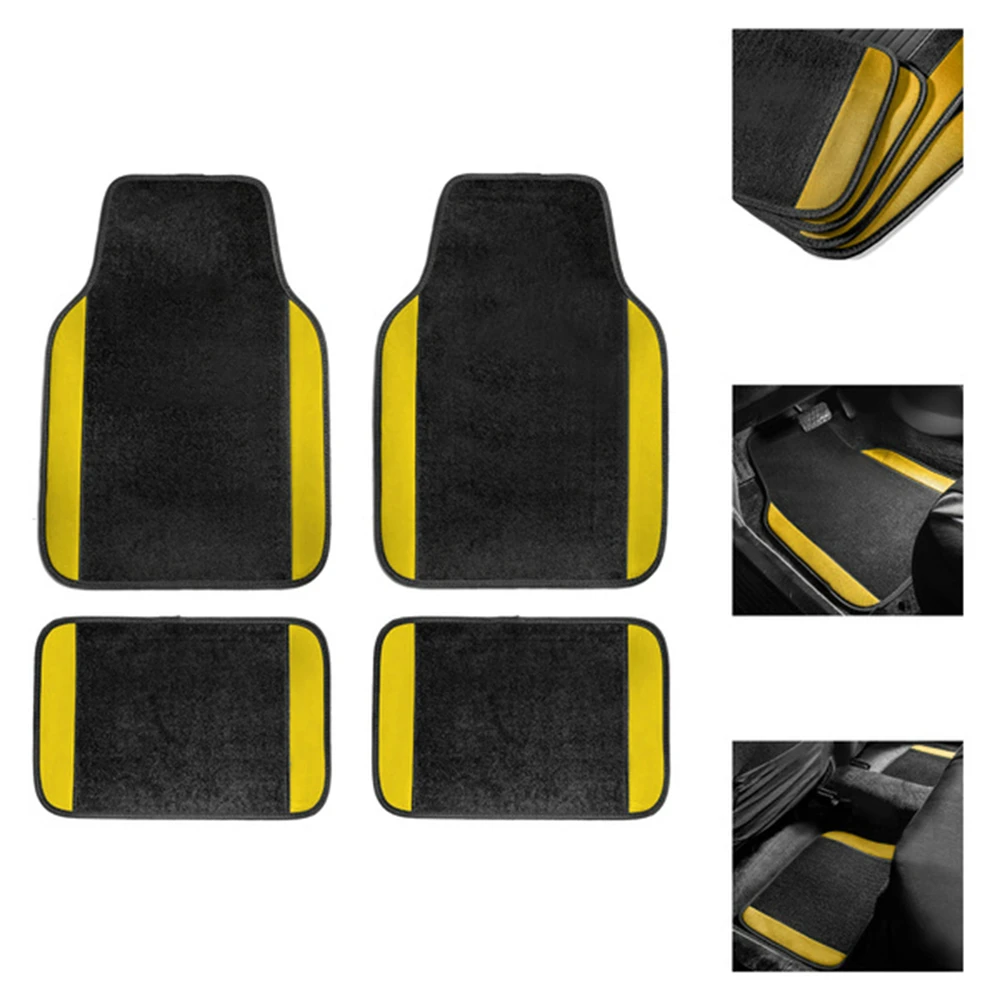 

4PCS/Set Universal Front & Rear Car Floor Mats Carpet Mat Yellow