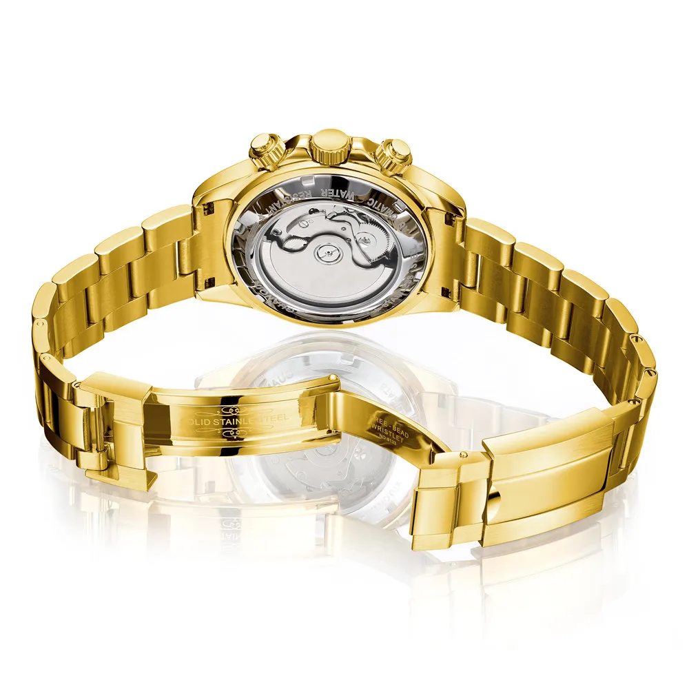 GUANQIN Week Month Роскошные мужские часы Водонепроницаемые автоматические механические часы с автоподзаводом и радужным кругом Часы из стали с сапфировым стеклом и бриллиантами