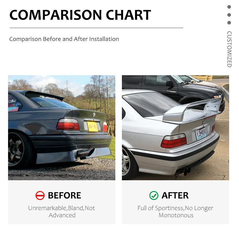 Für BMW 3er M3 E36 GT GTR Heckspoiler Flügel Kofferraum Drift Body Kit 1990–2000 – Detail 6