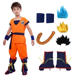 Son Goku Gui Fantasias de Cosplay para adultos e crianças, Fatos de Halloween, Anime de Carnaval, Cauda, Azul, Dourado, Vestir Ano Novo, Feriado