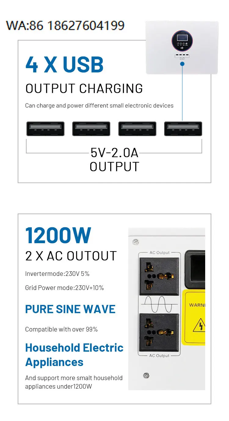 1.28KWH-10KWH 2KW Solar System, 24V LiFePO4 Battery Inverter All-in-One Home Off Grid Storage Kit