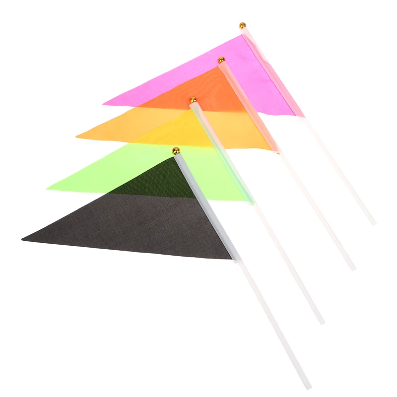 Polyester Hand Held Mini Flag Colorful Triangular Flags With 10 Plastic Flagpoles Hand Waving Flags Outdoor Advertising Flag