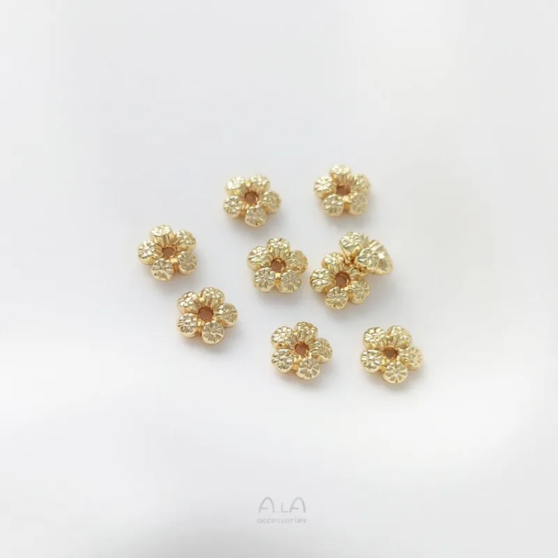

Flower Holder 14K Gold Five-petaled Flower Double-sided Bead Holder Handmade DIY String Bracelet Necklace Jewelry Accessories