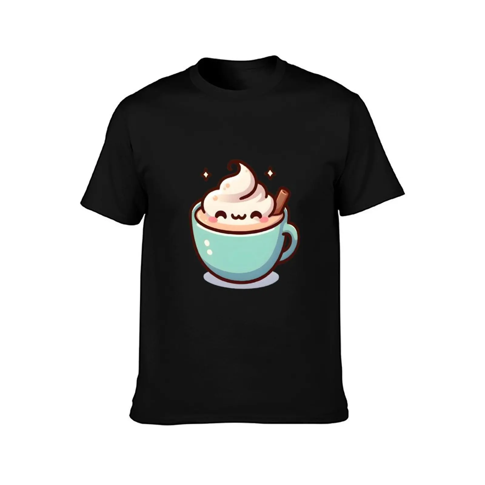 Cute Pastel Coffee Cup T-Shirt Retro Style Print Casual Top