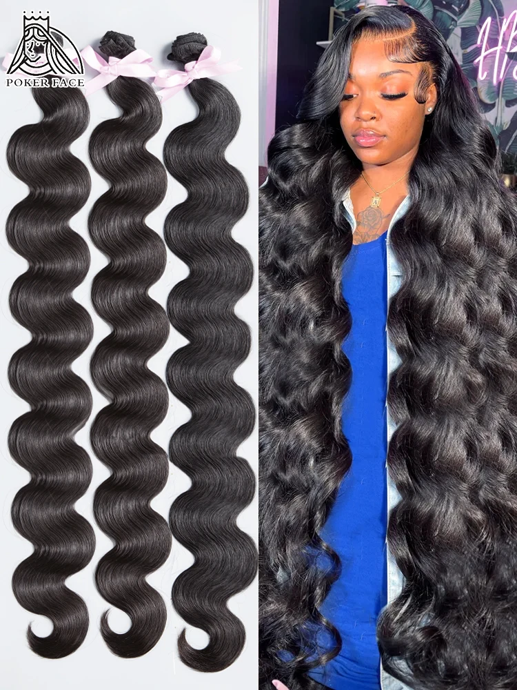 30 40 Inch Brazilian Hair Weave 1 3 4 Bundles Body Wave 100% Human Hair Bundles Extensions Water Wave Weft