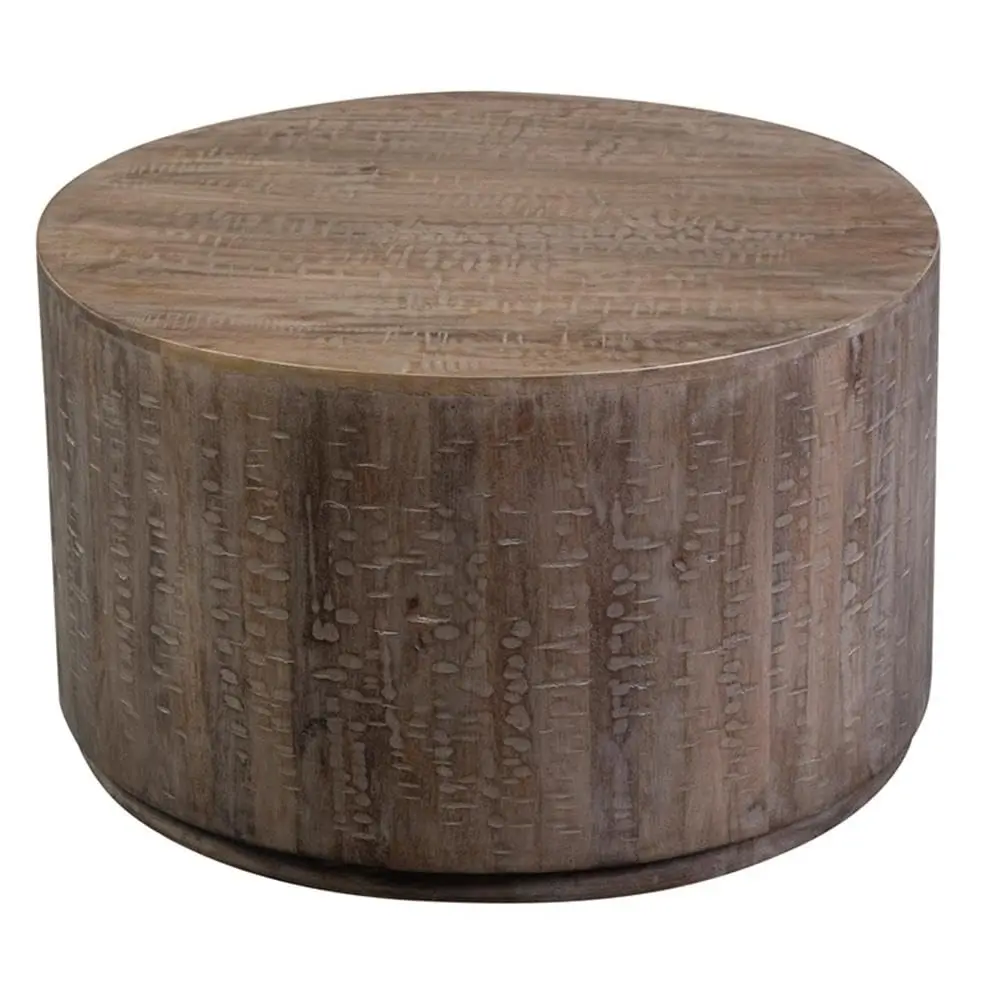 Round Drum Coffee Table Gray Living Room Bedroom 24 Inch, Customized