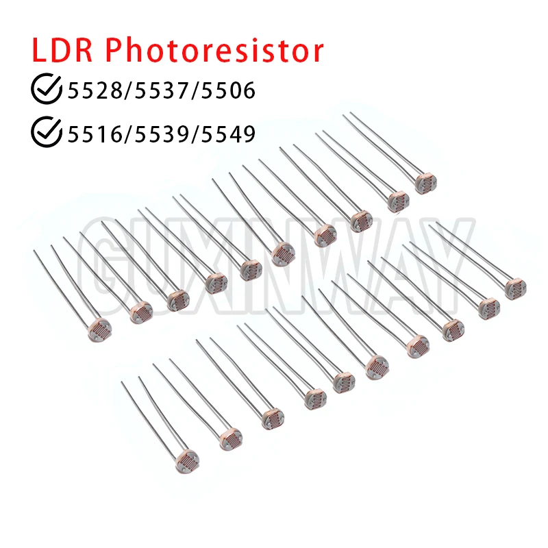 50PCS LDR Photo Light Sensitive Resistor Photoelectric Photoresistor 5528 GL5528 5537 5506 5516 5539 5549 For Arduino