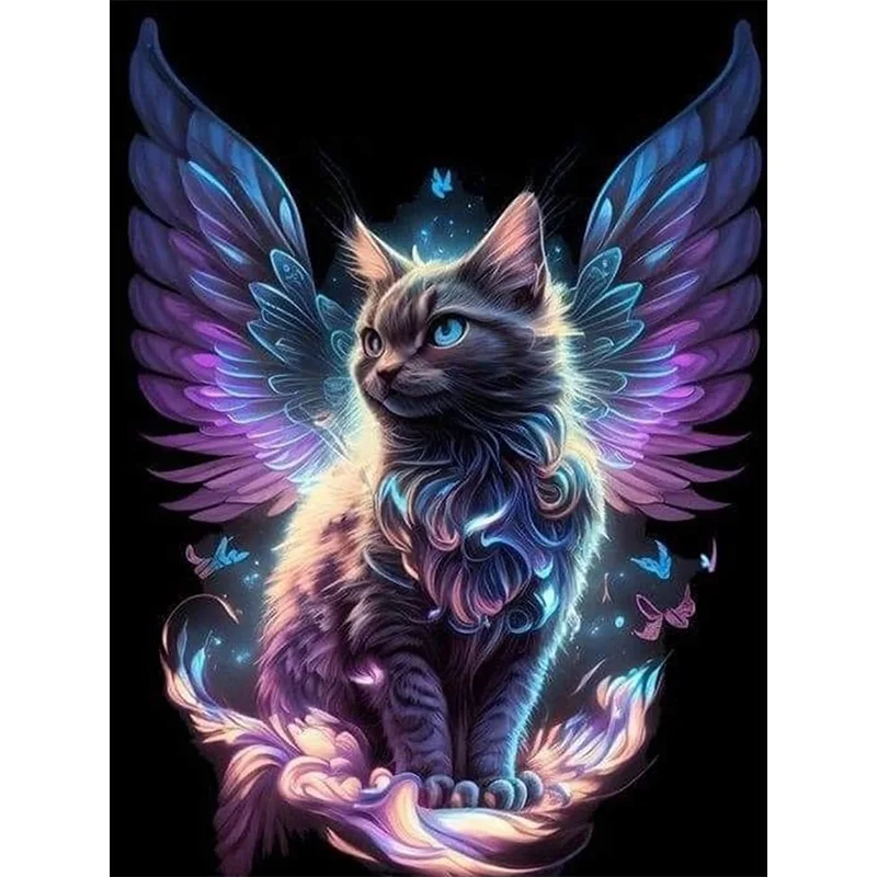 

AB Diamond Diamond Painting Black Angel Cat Embroidery Kit Wall Decoration Hanging Painting