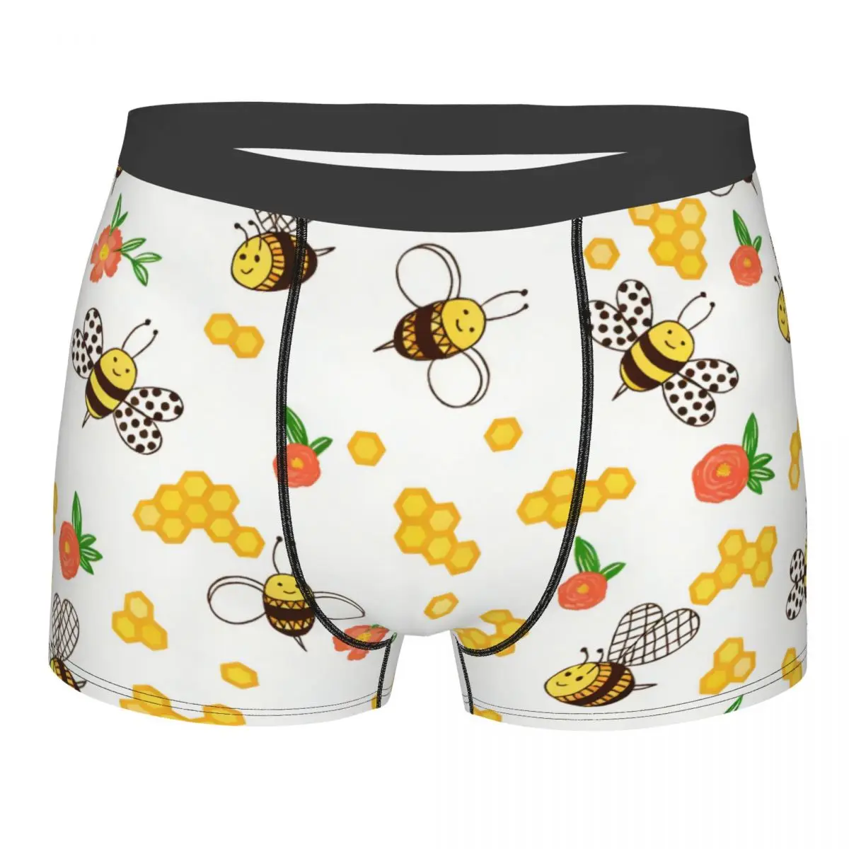 

Пользовательские забавные боксеры с пчелами и цветами, мужские трусы, нижнее белье, новинка, трусы