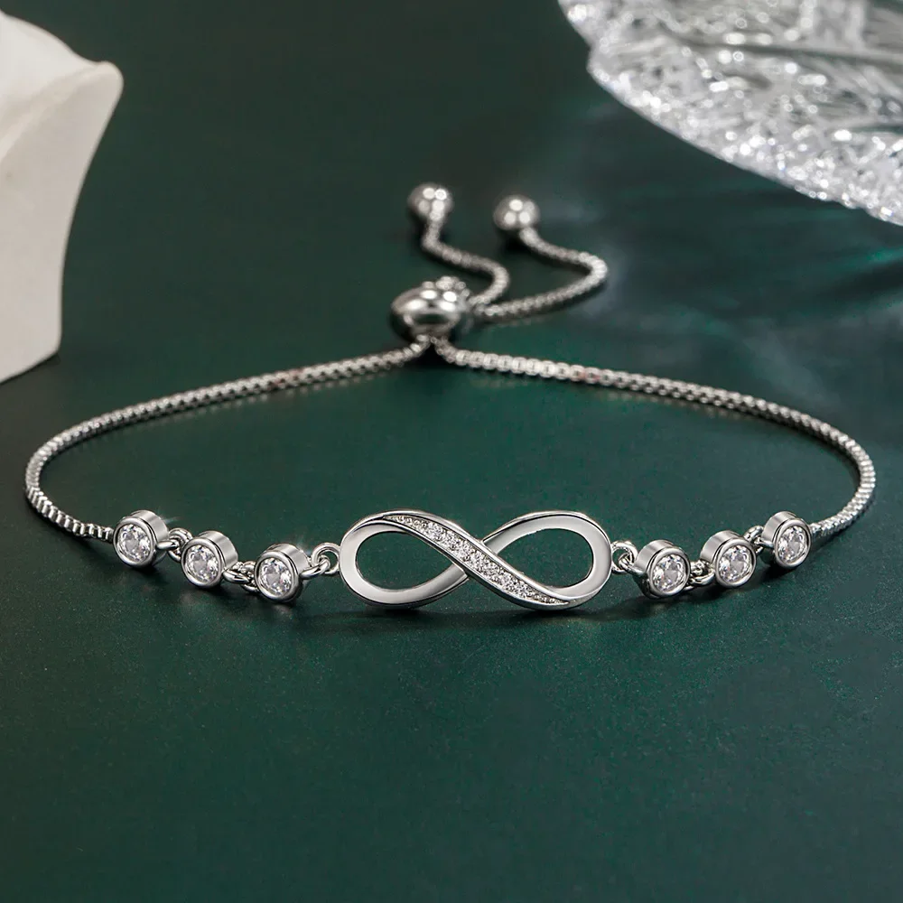 Jolis bracelets en cristal en argent regardé 925 pour femmes, bijoux fins, accessoires de mariage, cadeaux de la fête de Léon, nouvelle mode