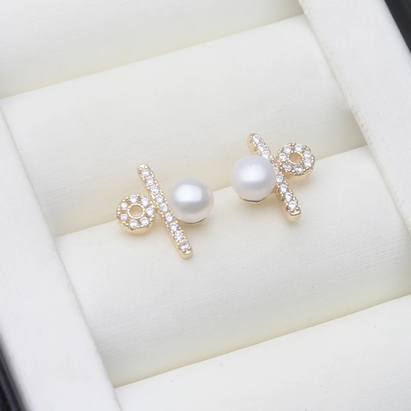 

Серьги из натурального пресноводного серебра 925 пробы с жемчугом, маленькие мини-серьги-гвоздики с жемчугом, подарок на день рождения для матери, белый, розовый