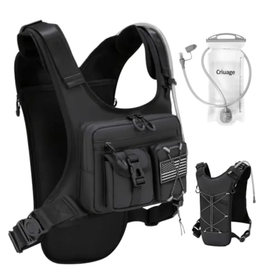 USA Patent Running Hydration Vest Backpack, Lightweight Chest Pack with 2.0L Water Bladder Bag Daypack for Hiking Running Cycli