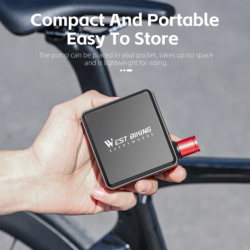 WEST BIKING Mini Electric Pump Max 150PSI Potable Bike Tire Inflator Type-C Charging Powerful Pump for Schrader/Presta Valve