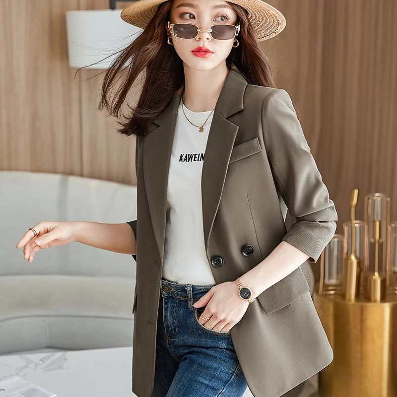 

In-Stock Back Slit Trendy Blazer for Women Female Office Lady Spring Autumn Casual Versatile Popular Jacket High Quality Fashion