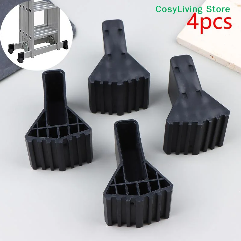 [CL]4Pcs Non-slip Ladder Feet Rubber Pads Foot Covers Furniture Mat Leg Chair Replacement Protectors Cover Black Anti Slip Pads
