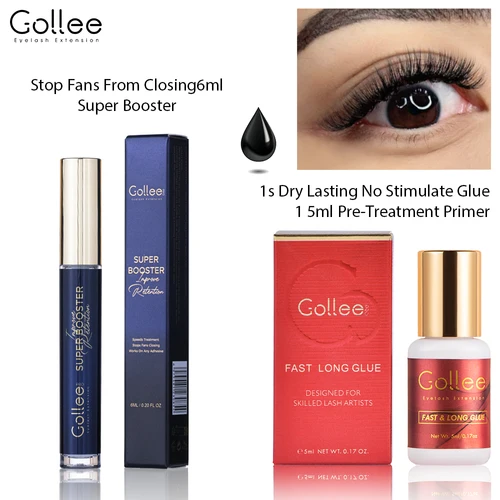Gollee-pegamento para pestañas 1s, pegamento para extensión de pestañas resistente al agua de secado rápido, fuerte, 6ml, súper potenciador, ayuda, herramientas de acelerador adhesivo, maquillaje