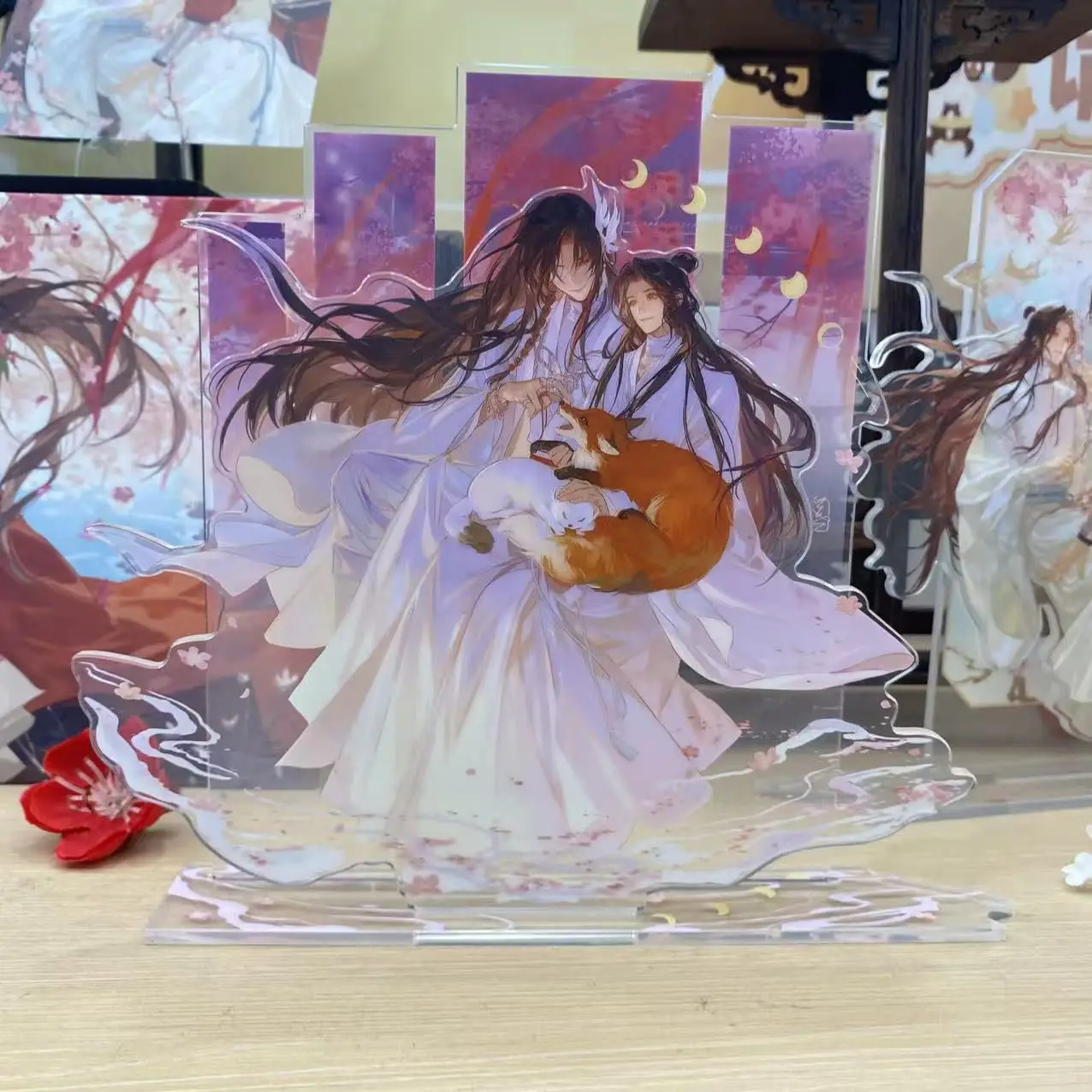 

Коллекционная фигурка из ПВХ по аниме «Тянь Гуань Ци Фу»: Ся Лянь и Хуа Чэн из серии «От рассвета до заката», декоративный аниме-орнамент, цветной бумажный значок