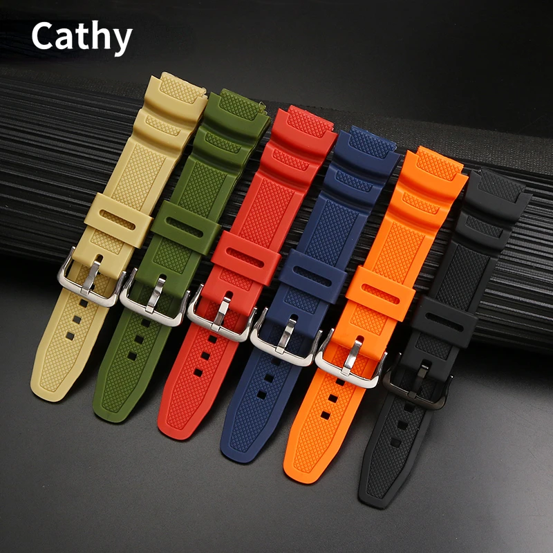 Silicone Watch Strap for Casio Sgw-500h 400 AE-1200 MRW-200 W Waterproof Sweat-Proof Resin Rubber Watchband Accessories18mm