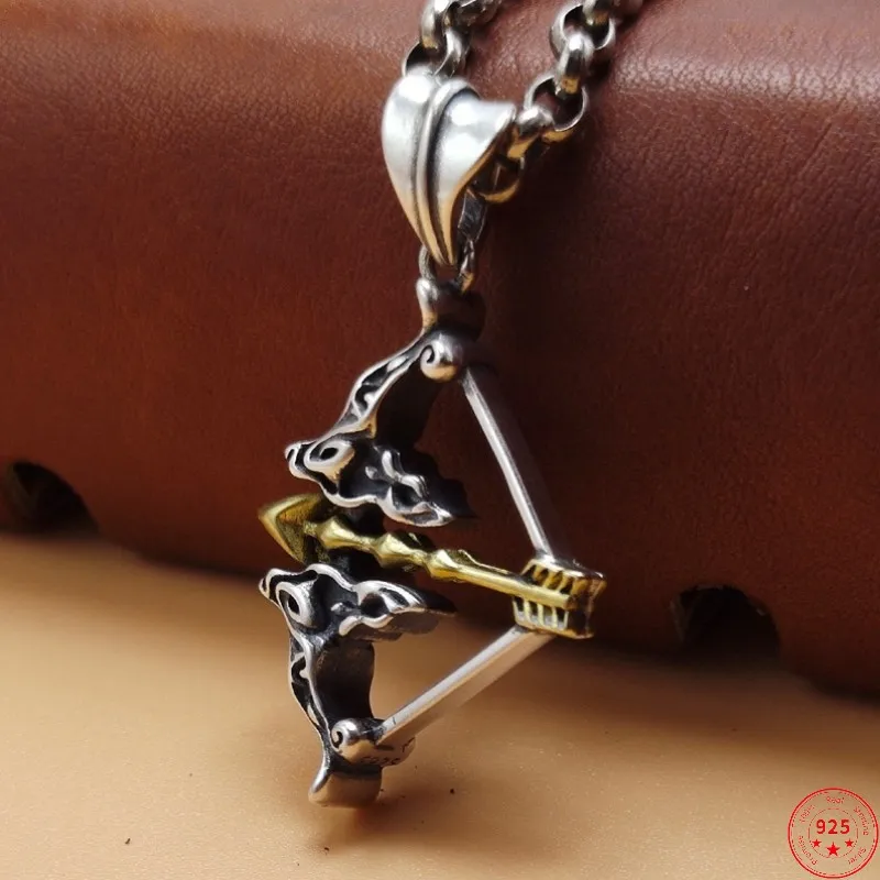 

S925 Sterling Silver Pendants for Men Women 2023 New Women's 'Fashion HouYi Shooting the Sun Bow-arrow Argentum Amulet Jewelry