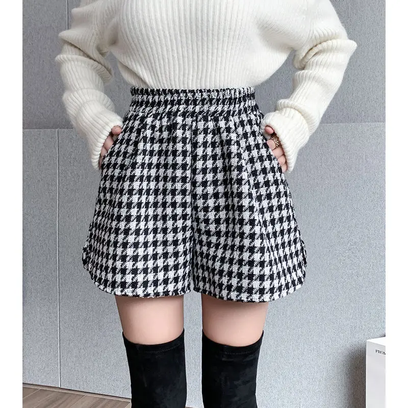 Autumn Winter New High Waist All-match Loose Wide Leg Pants Plus Size Youth Casual A-line Shorts Elegant Fashion Women Clothing