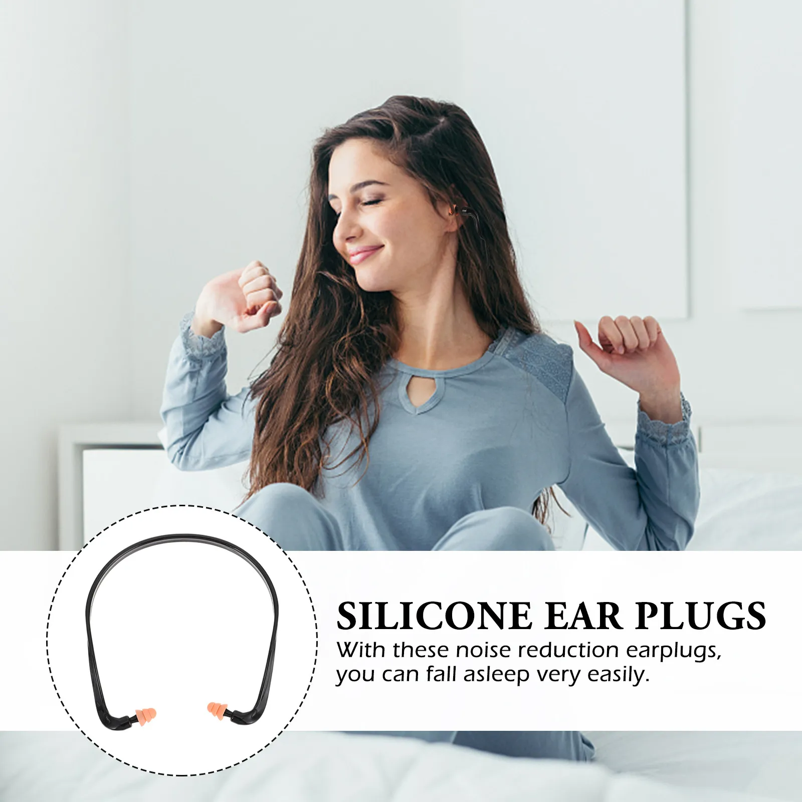 8Pcs Silicone Ear Plugs Noise Proof Banded Earplugs Super Supple Comfortable for Sleeping Studying Traveling High Speed Train