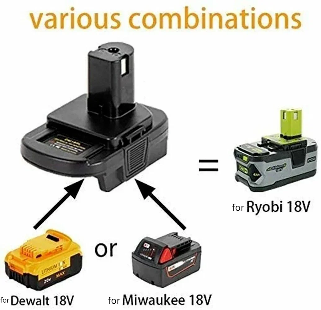 Adaptador de Bateria com Porta Usb para Ferramentas Dewalt para Ryobi Conversor de Bateria Milwaukee para Ryobi Bateria de Iões de Lítio 18v
