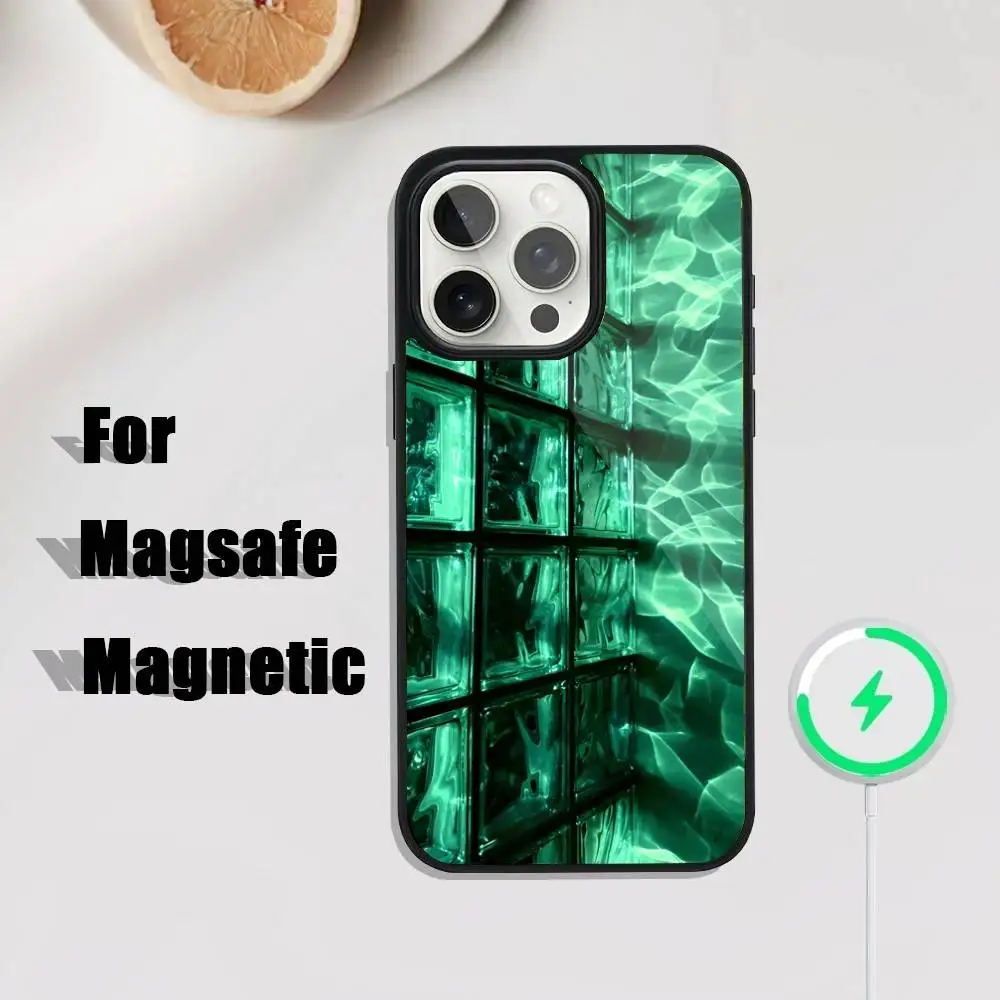 Capa de telefone com design de piscina externa vibrante iPhone 17,16,15,14,13,12,11,Pro,Max,Plus,Mini,SE4,E Carregamento sem fio magnético Magsafe