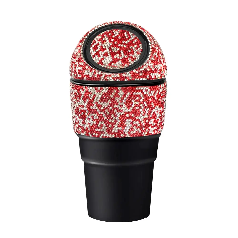 

Bling Rhinestone Auto Garbage Can Car Trash Can with Lid Mini Garbage Bin for Automotive Car, Home, Office, Kitchen, Bedroom