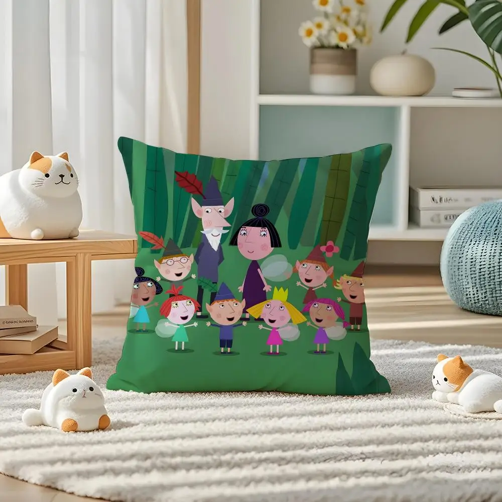 Ben And H-holly's Little Kingdom Cushion Cover Pillow Case Plush Fabric Soft Double Sided Print Home Sofa High Quality Cushion