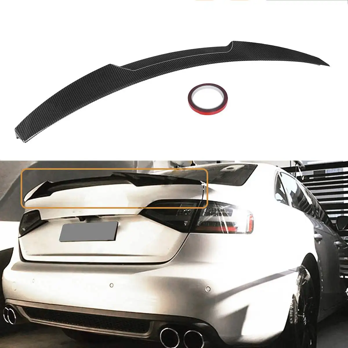 High Quality Car Rear Spoiler Wing Lip Extension FOR AUDI A4 B8.5 SEDAN 2013-2016 V Style Tail Wing Lip Rear Trunk Spoiler