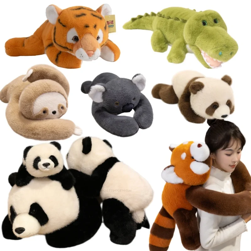 Long Arm  Lying  Panda Koala Crocodile Sloth Tiger Stuffed Animal Plush Pillow Doll Soft Baby Comforting Toy Birthday Xmas Gifts