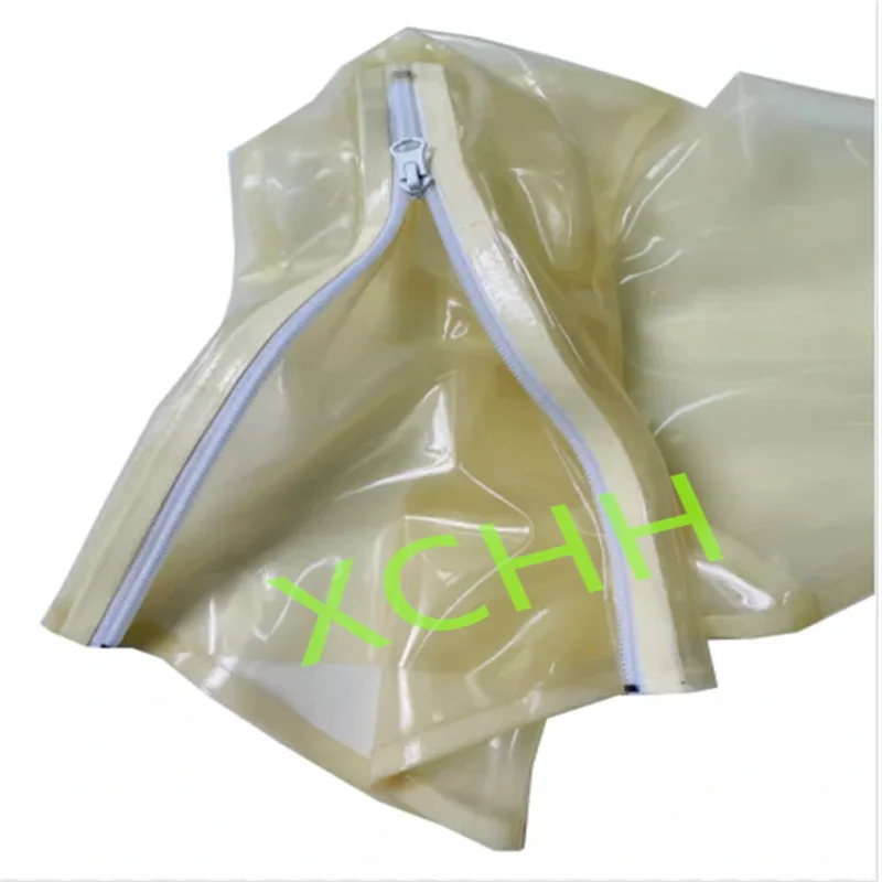 

Handmade Latex Fetish Hood Transaprent Foot Step Rubber Mask Back Zipper