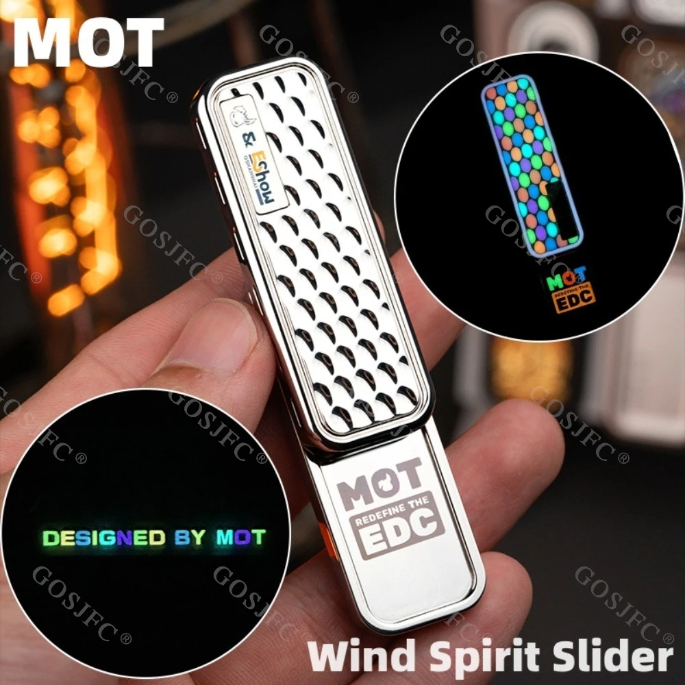 

MOT Wind Spirit Push Slider Luminous Coating Stainless Steel Metal Fidget EDC Adults Toys Fidget Sliders Office Toys Fidget Toys