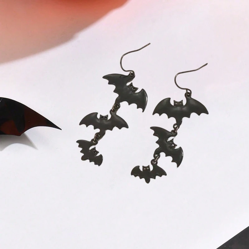 أقراط قلادة الخفافيش القوطية الجديدة، إكسسوارات الهالوين النسائية، هدايا مجوهرات مخصصة وعصرية لحفلات العطلات #2