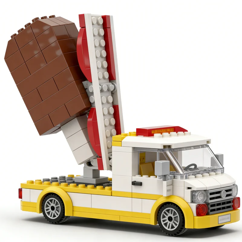 229pcs MOC City The Ice Cream Truck Operation Model Building Blocks Construction Toys Idea Christmas Gift Education Kids