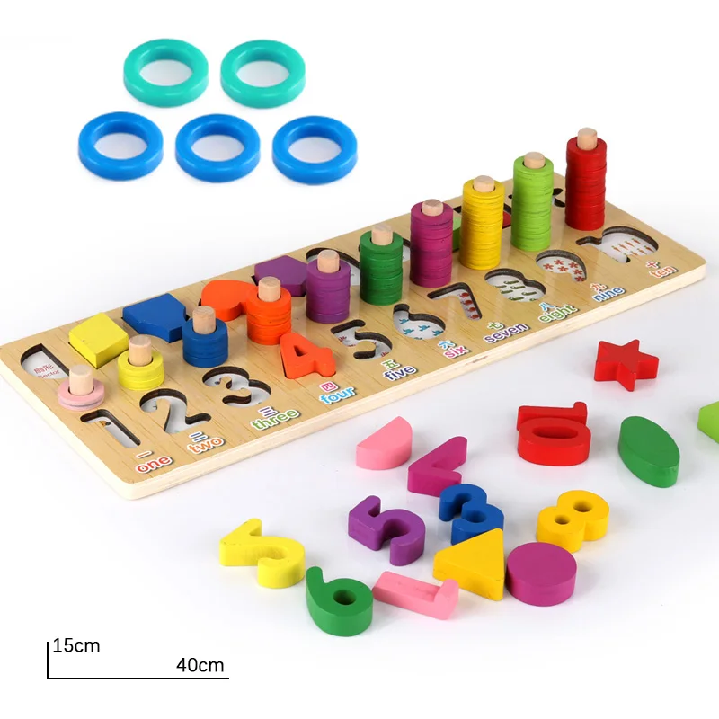 子供のためのモンテッソーリ教育木製パズル,いくつかの幾何学的図形をカウントするための数学ボード,ギフト