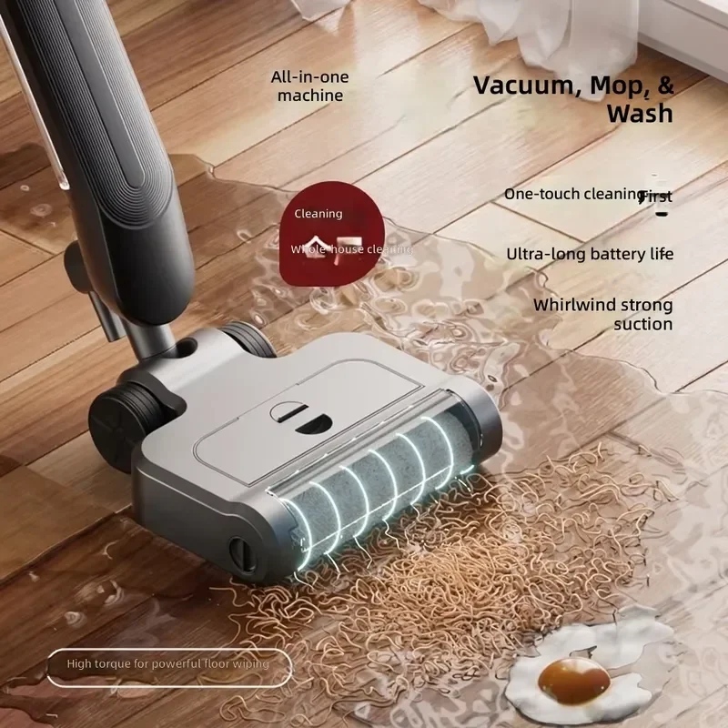Smart Wireless Wet Dry Floor Cleaner All in One Home Electric Mop with No Manual Washing Rotating Mop Dusting Charging