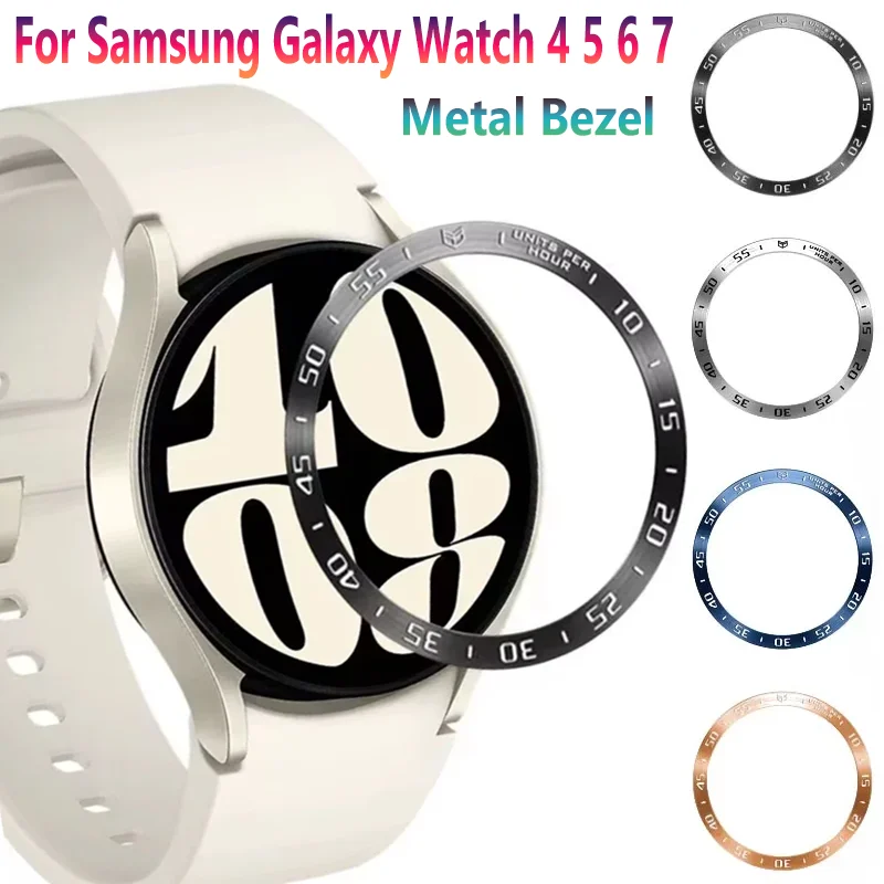 Metalllünette für Samsung Galaxy Watch 7 6 5 4 40 mm 44 mm Zeit-/Geschwindigkeitsskala-Rahmen-Schutzring für Galaxy Watch 4-6 Classic/5 Pro