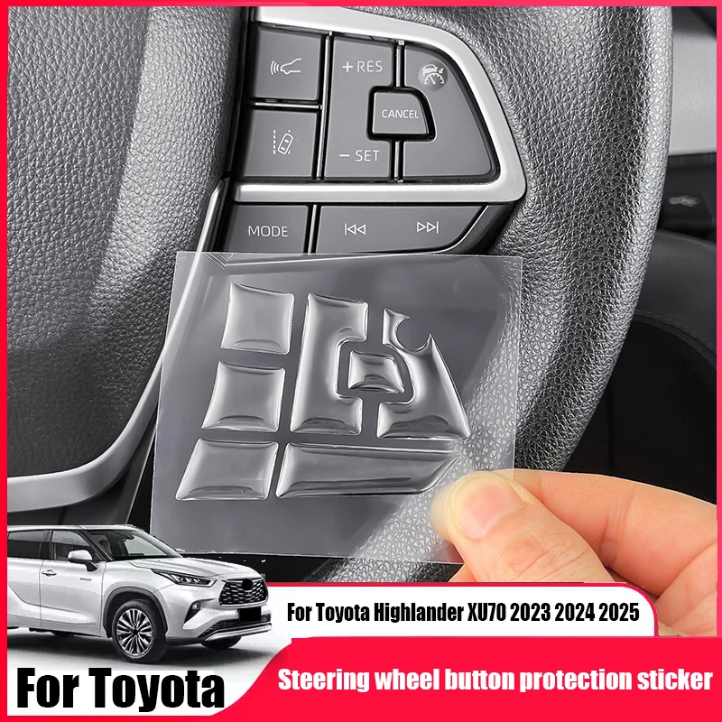 For Toyota Highlander XU70 2023 2024 2025 Car steering wheel button decorative sticker protective sticker interior modification