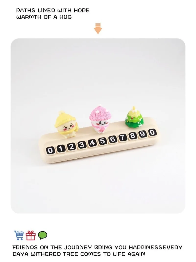 Chiikawa Temporary Parking Number Plate Cute Car Phone Sign Dashboard Ornament Auto Interior Decor Hachiware Usagi Car Accessory - view 3