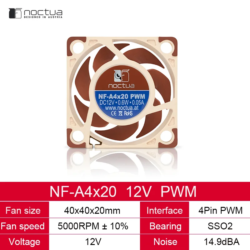 Imagem -06 - Noctua Nf-a4x20 Cpu Ventilador de Refrigeração 40 mm 12v 5v Pwm Flx Radiador Chassi Substituir Case Fãs