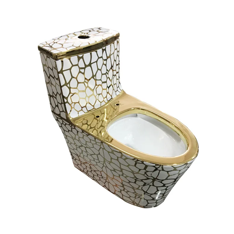 Local tyrant gold toilet, water cube gold toilet, electroplated  color toilet, large and cheap