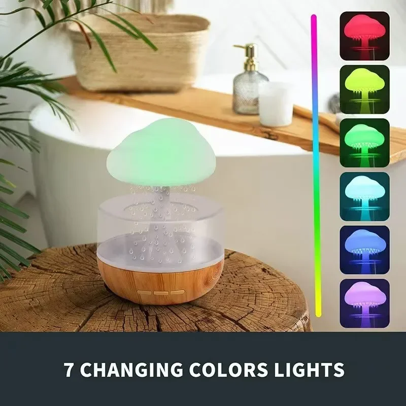 

7 Colors Lights Rain Cloud Humidifier Mushroom Rain Humidifier Relaxing Raindrop Light Essential Oil Aromatherapy Cloud Diffuser