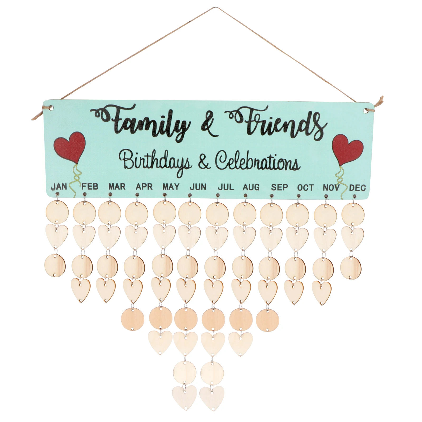 

Набор деревянных календарей с 50 круглыми и 50 дисковами в форме сердца для напоминаний о дни рождения и годовщин, декор для дома и офиса